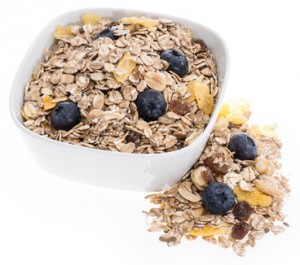 Mixed Muesli in a bowl isolated on white