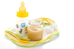 Baby milk and apple puree