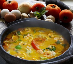 Brazilian shrimp stew and fish